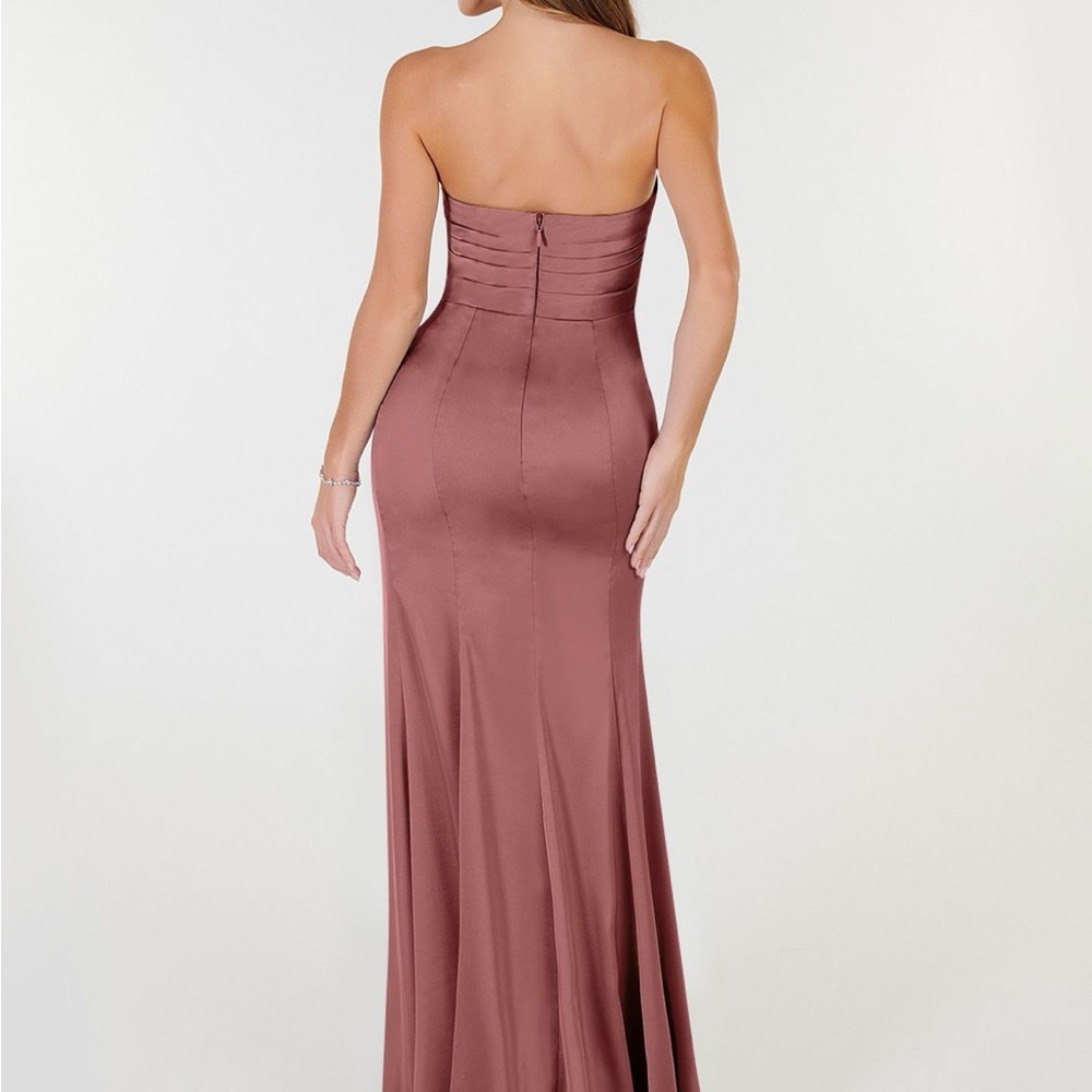 Pink Strapless Ruched Gown for Prom - Picture 3 of 7
